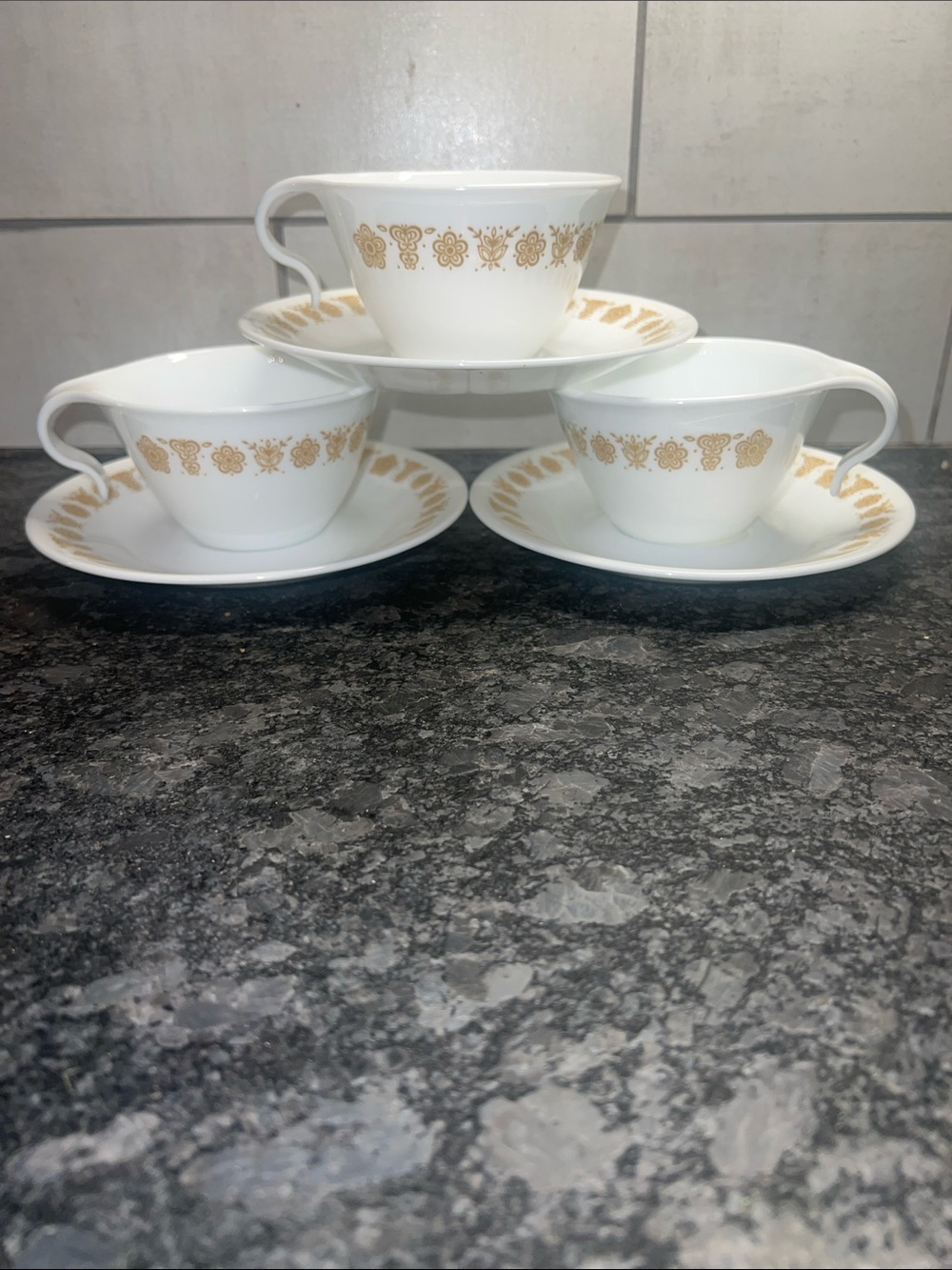 Butterfly gold White Porcelain Tea Cup and Saucer Set with Gold Pat